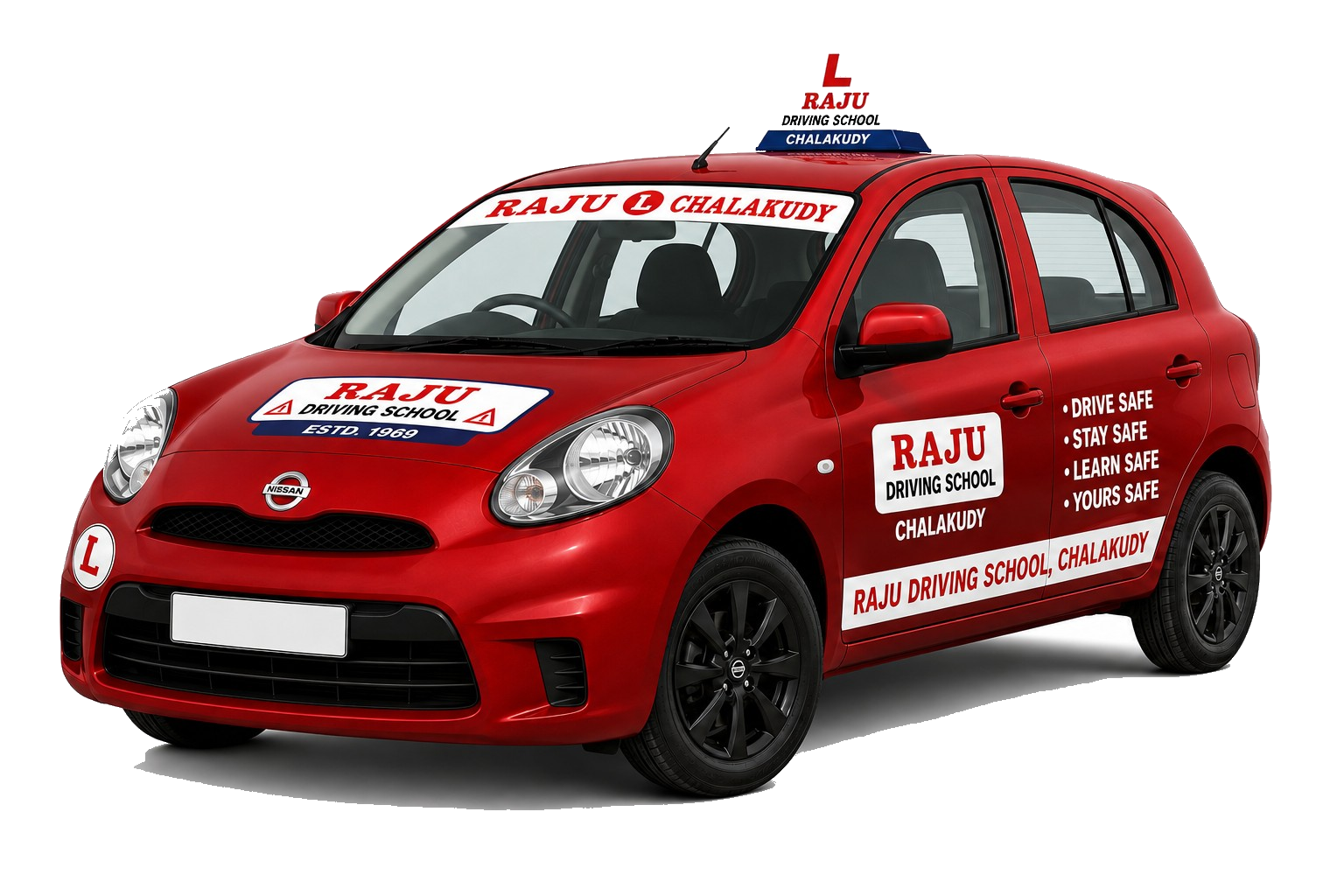 Red Nissan Micra — Raju Driving School